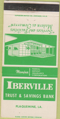 Matchbook Cover - Iberville Trust Savings Plaquemine LA 30 Strike