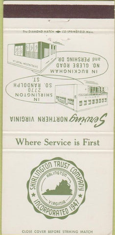 Matchbook Cover - Shirlington Trust Co Arlington VA 30 Strike