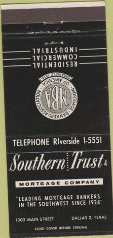 Matchbook Cover - Southern Trust Mortgage Co Dallas TX 30 Strike