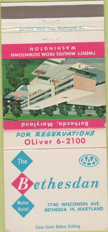Matchbook Cover - Bethesdan Motor Hotel Bethesda MD 30 Strike