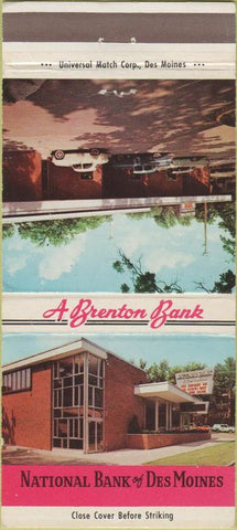 Matchbook Cover - National Bank of Des Moines IA 30 Strike