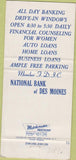 Matchbook Cover - National Bank of Des Moines IA 30 Strike
