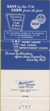 Matchbook Cover - Mutual Federal Savings Loan Mason City IA 30 Strike