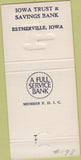 Matchbook Cover - Iowa Trust Savings Bank Esterville IA 30 Strike