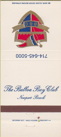 Matchbook Cover - Balboa Bay Club Newport Beach CA 30 Strike