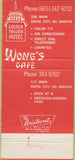 Matchbook Cover - Wong's Chinese Food Rapid City SD 30 Strike
