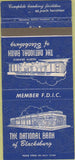 Matchbook Cover - National Bank of Blacksburg VA 30 Strike