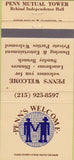 Matchbook Cover - Penn's Welcome Philadelphia PA 30 Strike