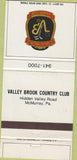 Matchbook Cover - Valley Brook Country Club McMurray PA 30 Strike