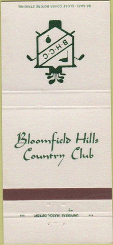 Matchbook Cover - Bloomfield Hills Country Club 30 Strike