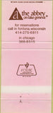 Matchbook Cover - The Abbey Lake Geneva Fontana WI Chicago IL 30 Strike