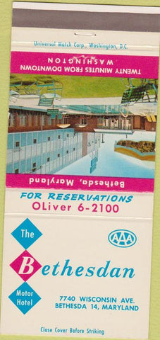 Matchbook Cover - Bethesdan Motor Hotel Bethesda MD 30 Strike