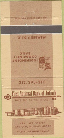 Matchbook Cover - First National Bank of Antioch IL 30 Strike