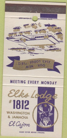 Matchbook Cover - Elks Club of El Cajon CA 30 Strike