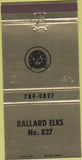 Matchbook Cover - Elks Club Ballard Seattle WA 30 Strike