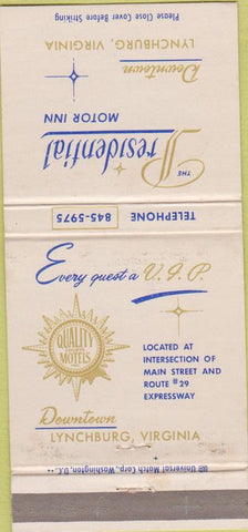 Matchbook Cover - Presidential Motor Inn Lynchburg VA WEAR 30 Strike