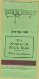 Matchbook Cover - Sandwich State Bank Sandwich IL 30 Strike
