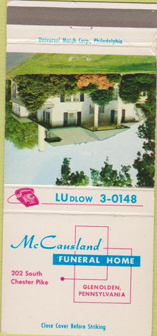 Matchbook Cover - McCausland Funeral Home Glenolden PA 30 Strike