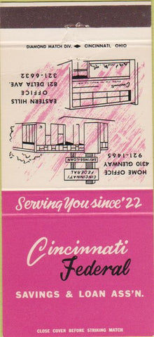 Matchbook Cover - Cincinnati Federal OH 30 Strike