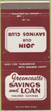 Matchbook Cover - Greencastle Savings Loan IN 30 Strike