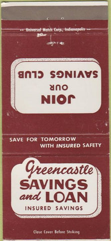 Matchbook Cover - Greencastle Savings Loan IN 30 Strike