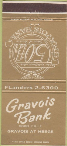 Matchbook Cover - Gravois Bank  St Louis MO 30 Strike
