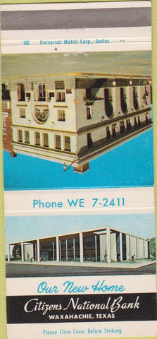 Matchbook Cover - Citizens National Bank Waxahachie TX 30 Strike