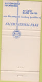 Matchbook Cover - Salem National Bank  WEAR 30 Strike