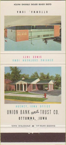 Matchbook Cover - Union Bank Trust Ottumwa IA 30 Strike