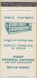 Matchbook Cover - First Federal Saving Battle Creek MI 30 Strike