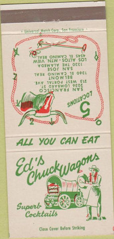 Matchbook Cover - Ed's Chuck Wagon San Jose Belmont Los Altos CA 30 Strike