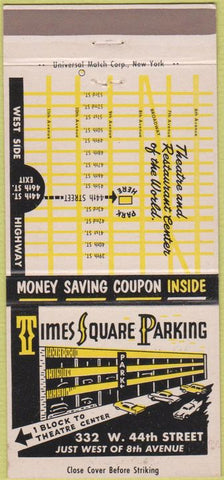 Matchbook Cover - Times Square Parking New York City 30 Strike