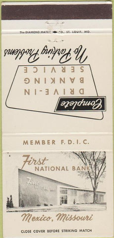 Matchbook Cover - First National Bank Mexico MO 30 Strike