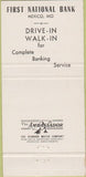 Matchbook Cover - First National Bank Mexico MO 30 Strike