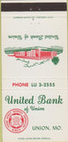 Matchbook Cover - United Bank of Union MO 30 Strike