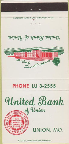 Matchbook Cover - United Bank of Union MO 30 Strike