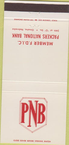 Matchbook Cover - Packers National Bank Omaha NE 30 Strike