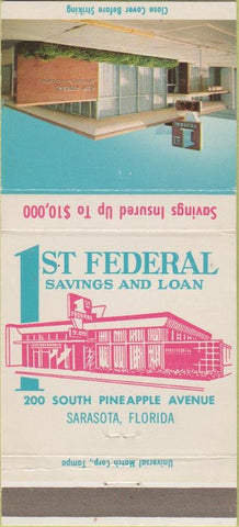 Matchbook Cover - 1st Federal Savings Loan Sarasota FL 30 Strike