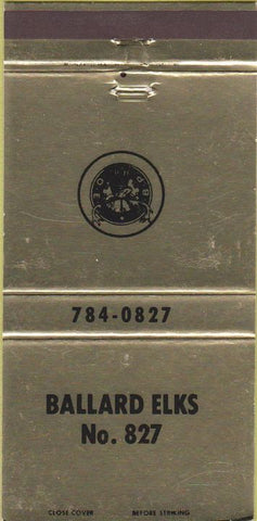 Matchbook Cover - Elks Club Ballard Seattle WA 30 Strike