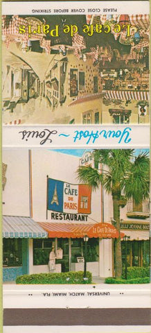 Matchbook Cover - Le Cafe de Paris Fort Lauderdale FL 30 Strike
