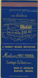 Matchbook Cover - Madison First Federal Savings Loan Madison IN 30 Strike