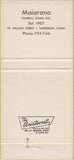 Matchbook Cover - Maiorano Funeral Home Waterbury CT 30 Strike