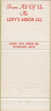 Matchbook Cover - Lofy's Arbor Lill Plymouth MA Christmas 30 Strike