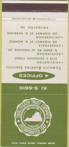 Matchbook Cover - Shirlington Trust Co Arlington VA 30 Strike