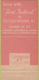 Matchbook Cover - First Federal Savings Loan Elizabethtown KY 30 Strike