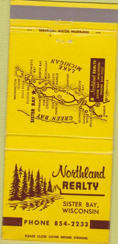 Matchbook Cover - Northland Realty Sister Bay WI 30 Strike