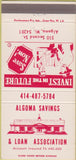 Matchbook Cover - Algoma Savings Loan Algoma WI 30 Strike