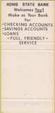 Matchbook Cover - Home State Bank South Milwaukee WI 30 Strike