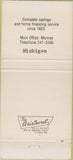 Matchbook Cover - Peoples Federal Savings Monroe MI 30 Strike