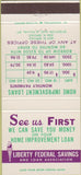 Matchbook Cover - Liberty Federal Savings Loan Philadelphia PA 30 Strike